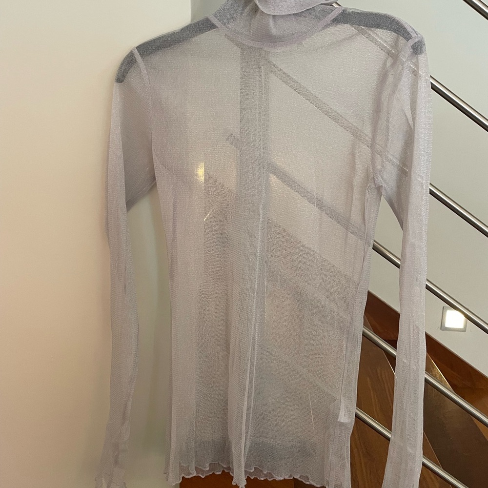 Jonathan Simkhai shiny silver turtleneck